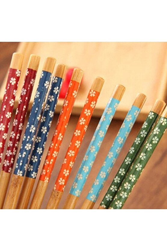 Bambu Chopstick 10 Çift Ahşap Desenli Çin Çubuğu Yıkanabilir Ve Kullanılabilir