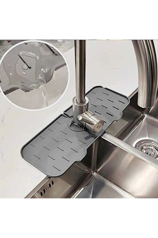 LEON LİFE Su Tutucu Musluk Matı Mutfak Ve Banyo Için Koruyucu Musluk Ve Lavabo Matı (Antrasit)