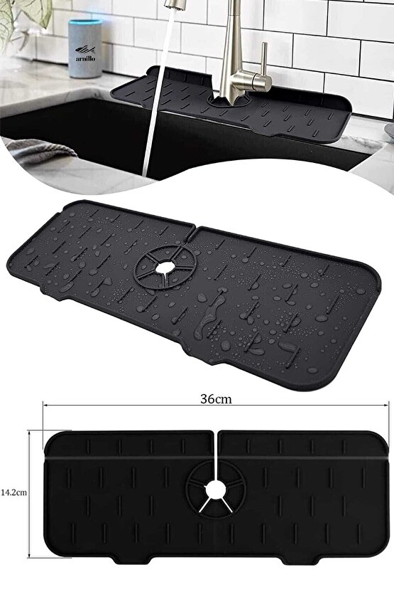 Gri Su Tutucu Musluk Matı Mutfak Ve Banyo Için Koruyucu Mat