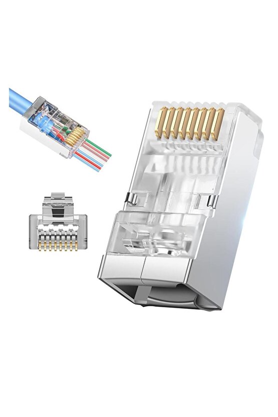 Pm-25748 Cat6 Metal Ez Plug Yeni Nesil 8p8c Açık Uçlu Soket (100LÜK PAKET)