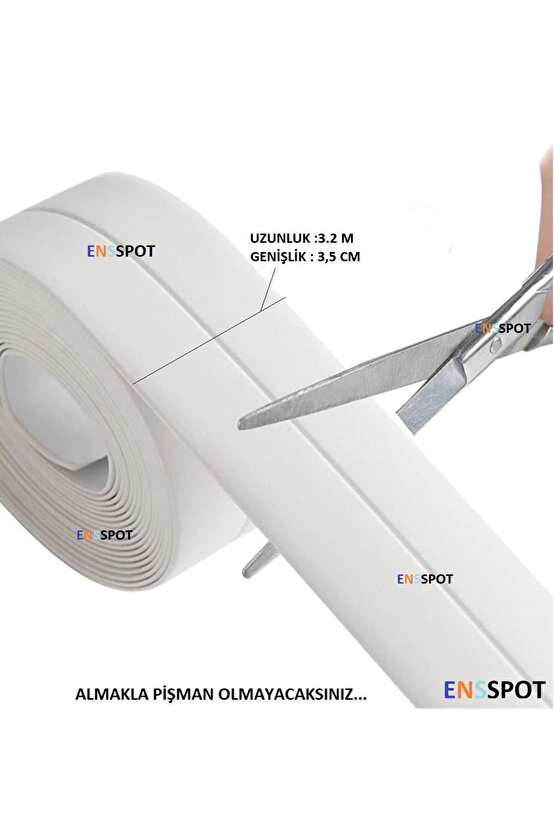 3.2 M BANYO KÜVET MUTFAK LAVABO SU SIZDIRMAZ BANT SU GEÇİRMEZ KENAR BANDI SIZDIRMAZLIK BANTI (BEYAZ)