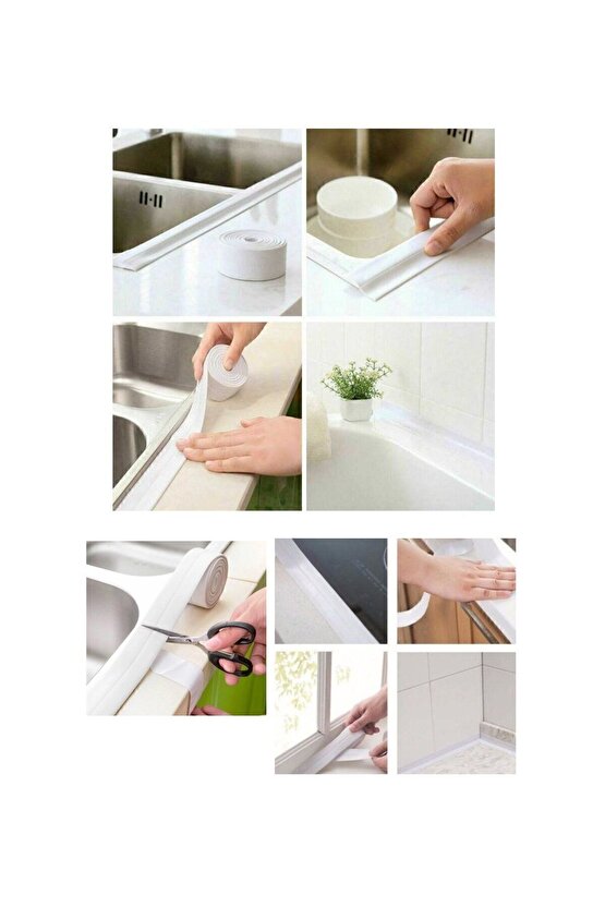 3.2 M BANYO KÜVET MUTFAK LAVABO SU SIZDIRMAZ BANT SU GEÇİRMEZ KENAR BANDI SIZDIRMAZLIK BANTI (BEYAZ)
