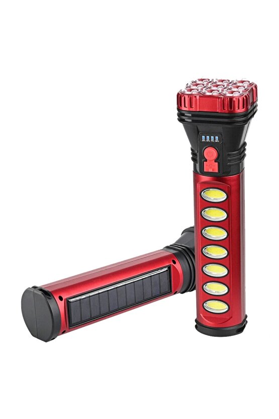 HB-707-2 9+4 LEDLİ SOLAR + ŞARJLI EL FENERİ (4887)