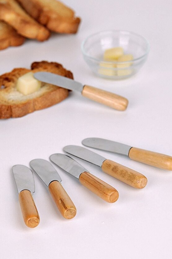 6 Parça Bambu Saplı Tereyağı Sarelle Kaymak Bıçağı