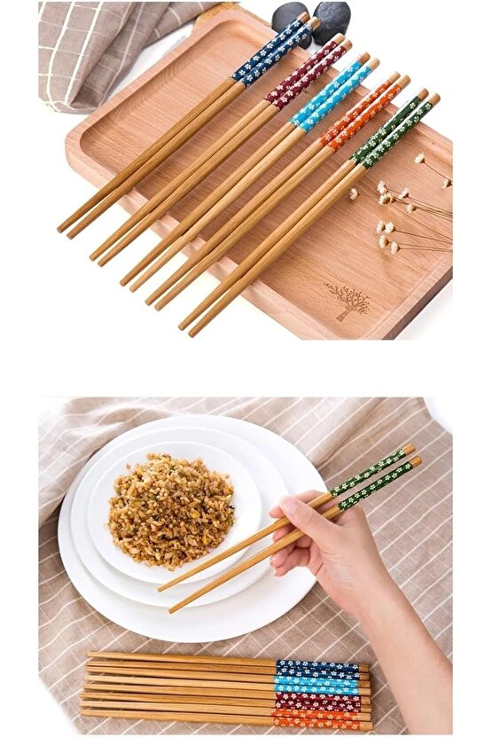 Erhnshp 5 Çift Bambu Chopstick, Desenli Sushi, Çin Yemeği Yeme Çubuğu Chopstick rnbuyshop 99534