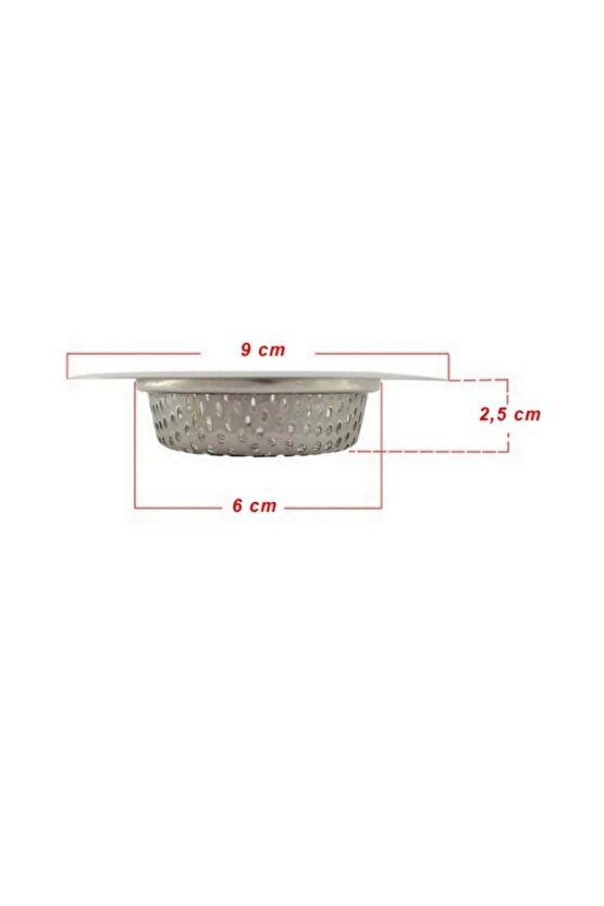 ( 2 Adet ) 9 Cm Paslanmaz Çelik Mutfak Lavabo Süzgeci Tıkanmayı Önleyici Drenej Tıpası 9cm