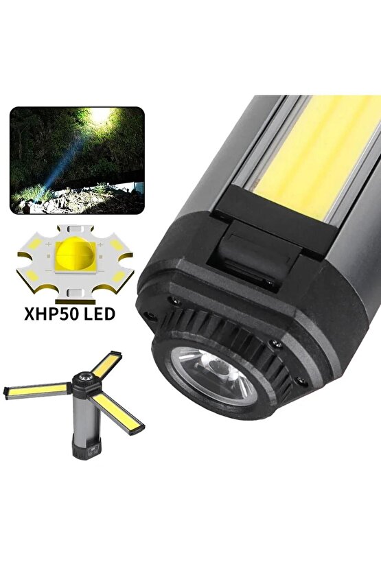 PM-24565 25 Watt USB - Type-C Girişli P50 Ve Cob Ledli 2 Kanatlı Kollu Çalışma Lambası