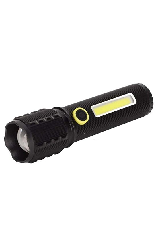 Jf-72 Power Led, Cob Led Zoomlu Flash Özellikli Şarjlı Metal Kasa Profesyonel El Feneri
