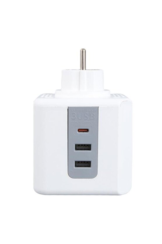 VE-23089 2X USB 1X Type-C 3Lü Çocuk Ve Termal Korumalı Grup Priz