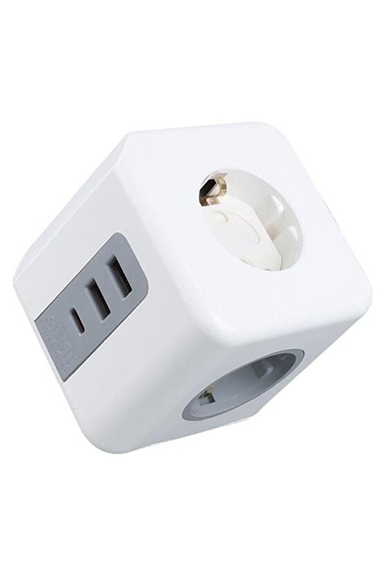 VE-23089 2X USB 1X Type-C 3Lü Çocuk Ve Termal Korumalı Grup Priz