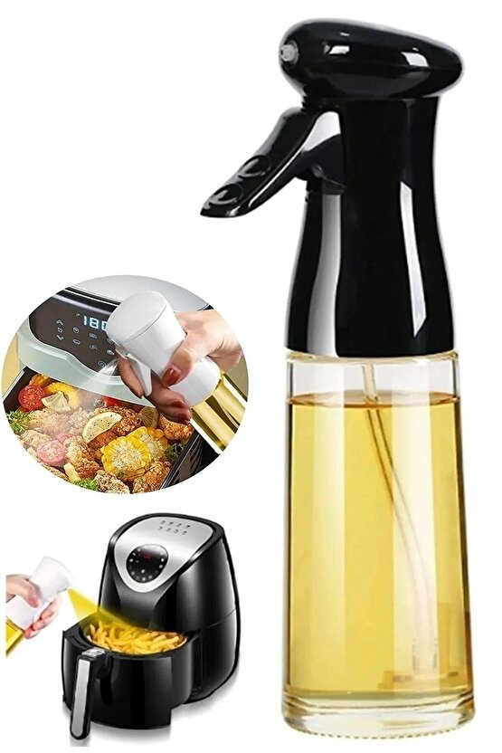 Pratik Püskürtmeli Sprey Cam Şişe Zeytinyağı Sirke Yağ Püskürtücü Yağdanlık 200 ml - 1 Adet