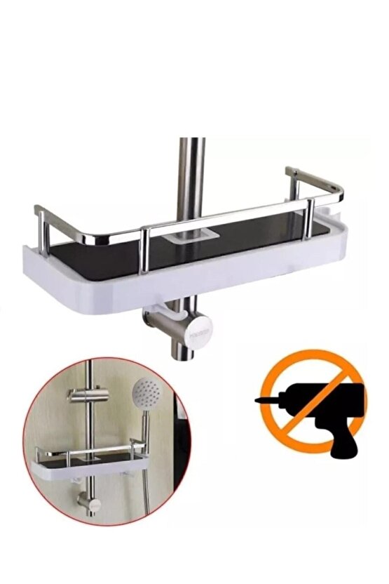 Banyo Rafı Şampuanlık Krom Kaplama Metal Korumalı Banyo Organizeri Duş Organizeri