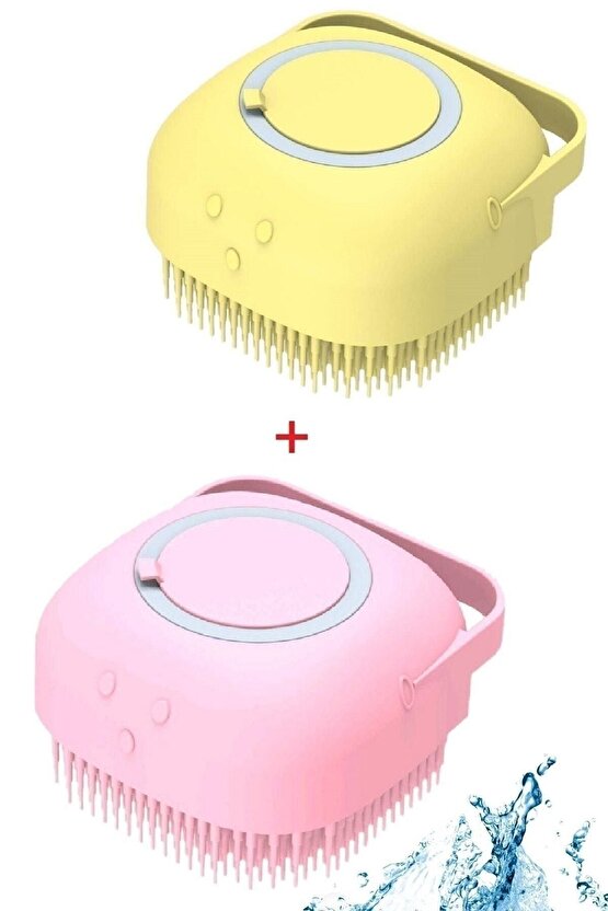 ® 2 Adet Silikon Banyo Duş Jeli Kesesi Hazneli Şampuan Peeling Vücut Masaj Fırçası