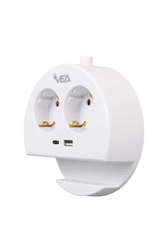 CLZ192 2Lİ USB + TYPE-C GİRİŞLİ TELEFON STANDLI 1.5 METRE GRUP PRİZ VE- G1102C (4172)