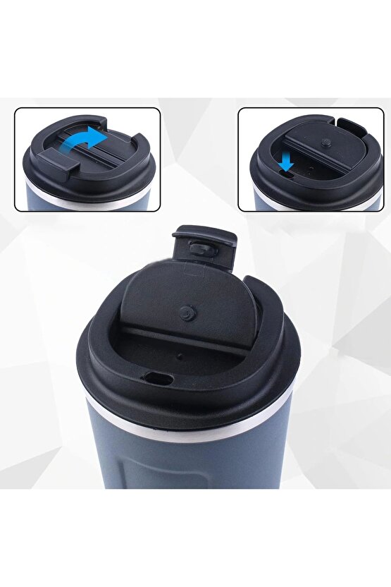 PASLANMAZ ÇELİK 380 ML VAKUMLU KAPAKLI TERMOS KUPA (4887)