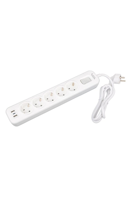 VE-NOVA105U A CLASS 5Lİ 2 USBLİ ANAHTARLI 1.5 METRE ShopZum AKIM KORUMALI GRUP PRİZ (MADE