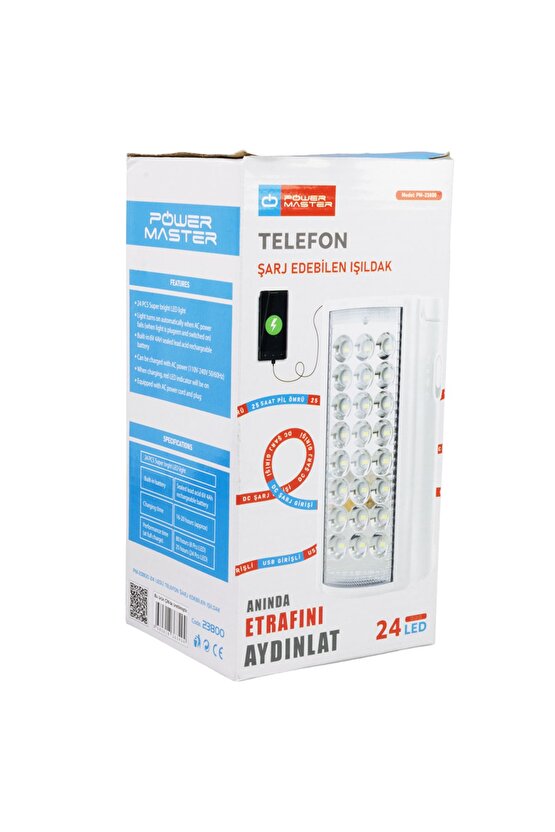 PM-23800 Telefon Şarj Edebilen 24 Ledli Çok Fonksiyonlu Işıldak