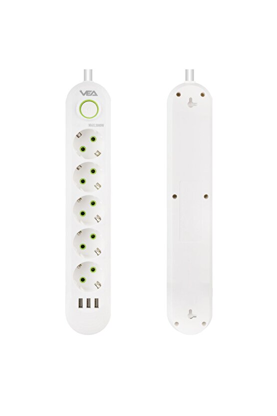 1.5 Metre Uzatma Kablolu 3 USB Girişli Termal Akım Korumalı Anahtarlı Priz AXE3-9L1