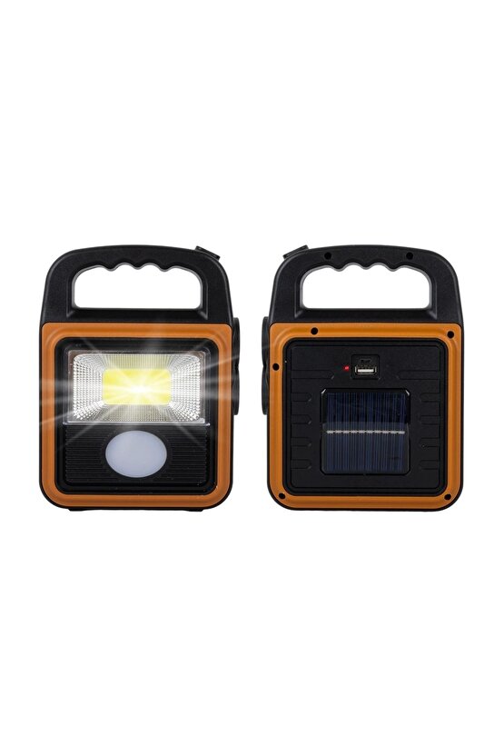 Cob Ledli Solarlı 4 Kademeli Usb Powerbank Çıkışlı Şarjlı Işıldak Fener (5047)