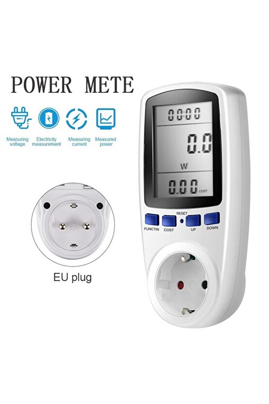 Wattmetre Dijital Ekranlı Elektrik Ölçüm Cihazı Enerji Tüketimi Maliyet Hesaplama