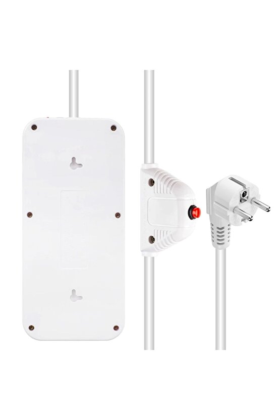 - 6lı 1.5 Metre Kablolu 4 Usbli Beyaz Akım Korumalı Priz Va-21564 (K95)
