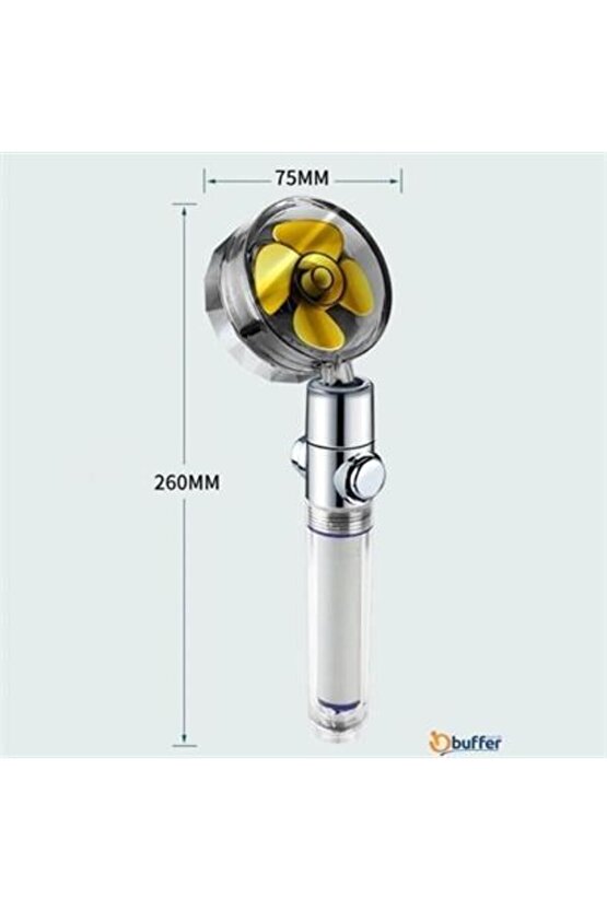Shopzum Turbo Pervaneli Ve Filtreli Su Tasarruflu 360 Derece Dönebilen Tazyikli Duş Başlığı