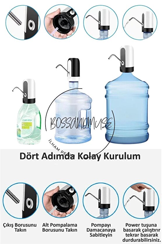 800mAh Lityum Batarya Otomatik Şarjlı Otamatik 45 Cm Hortumlu Su Pompası 5 Volt, 1 Amper