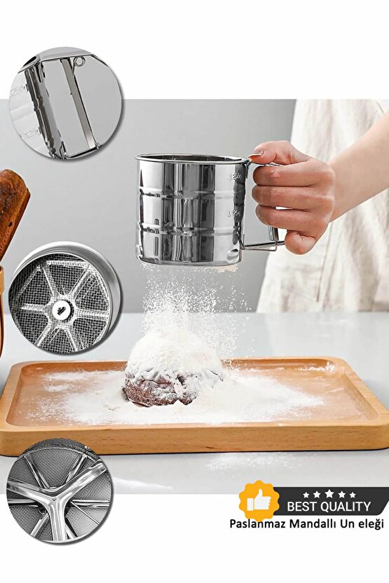Metal Lüx Paslanmaz Çelik Pratik Un Eleği Pasta Malzemeleri