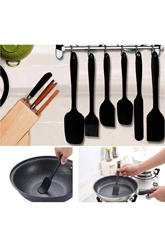 6lı Silikon pişirme, fırça, spatula seti