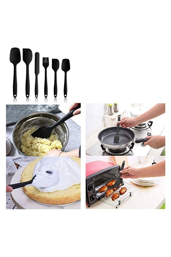 6lı Silikon pişirme, fırça, spatula seti