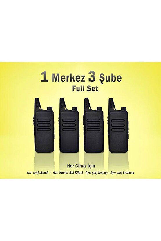 Çaycı Telsizi 1 Merkez 3 Şube Kulaklık Hediyeli Full Set