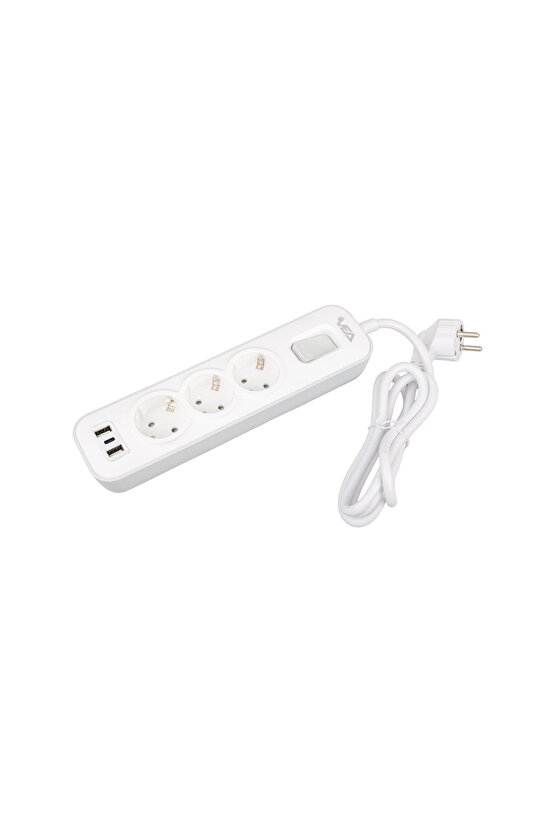 Ve-nova103u A Class 3lü 2 Usbli Anahtarlı 1,5m. Akım Korumalı Priz (MADE IN MALAYSIA)