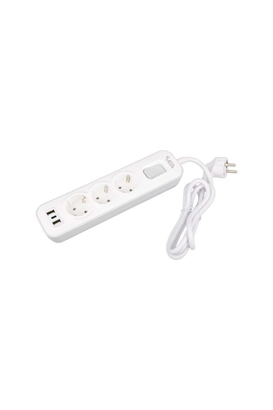 VE-NOVA103U A Class 3Lü 2 Usbli Anahtarlı 1.5 Metre Akım Korumalı Priz