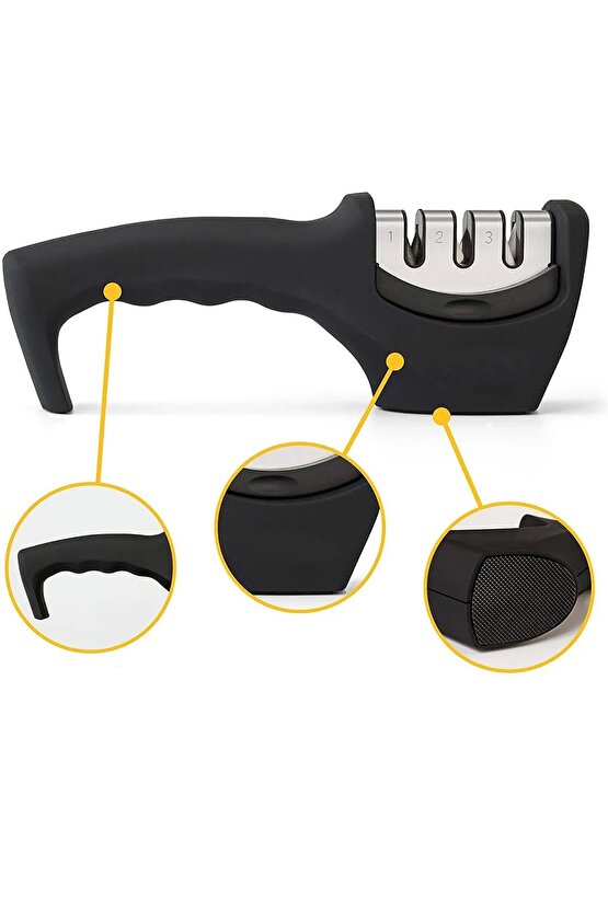Profesyonel Bıçak Bileyici 3 Açılı Elmas Seramik Tungsten Çelik El Bıçakları Ergonomik Saplı Bileme