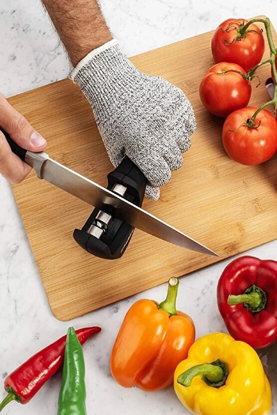 Profesyonel Bıçak Bileme Aleti 3 Açılı Elmas El Bıçakları Bileme Aparatı Ergonomik Saplı