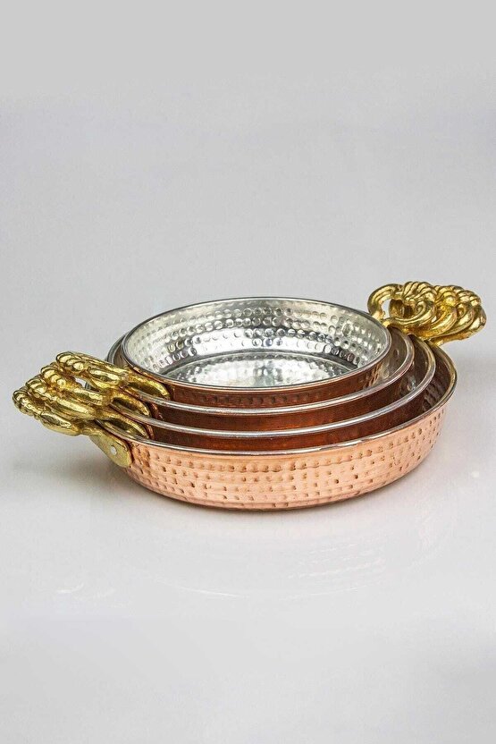Batcaz- 3lü Set Bakır Sahan Omlet,kuymak ,yumurta Tavası (14CM-16CM-18CM)