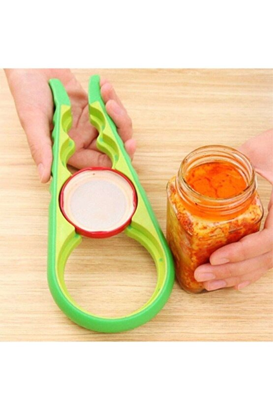 Pratik Kavanoz Kapağı Açacak  4 Boğum 8 Kademeli Şişe Kapak Açacağı (Silikon Kaydırmaz)