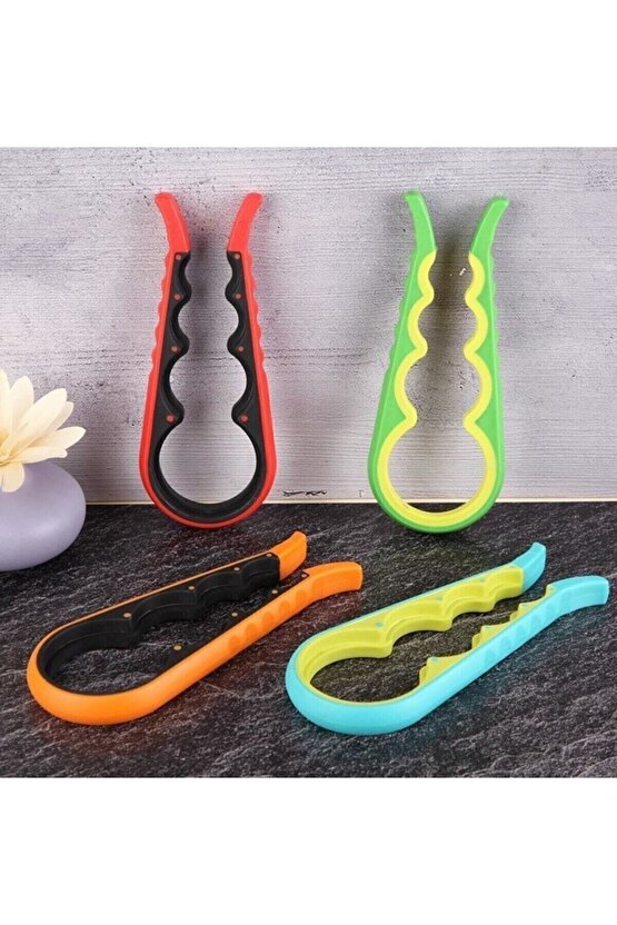 Pratik Kavanoz Kapağı Açacak  4 Boğum 8 Kademeli Şişe Kapak Açacağı (Silikon Kaydırmaz)