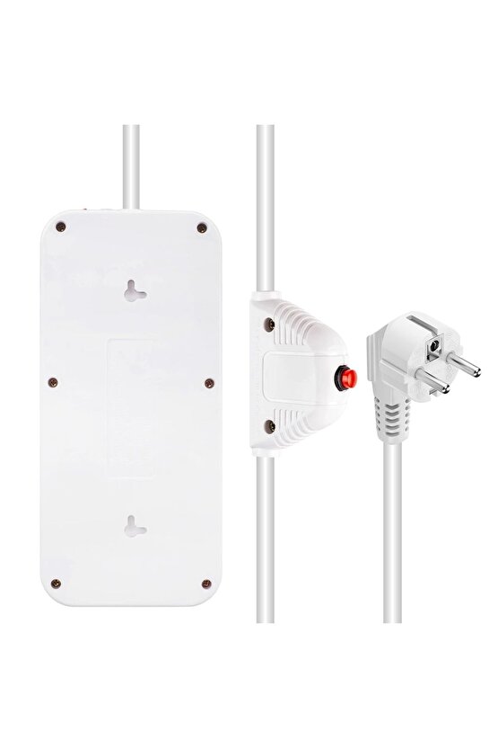Beyaz Renkli Termal .ocuk Korumalı TYPE-C + USB Girişli 1.5 Metre Kablolu Çoklu Priz
