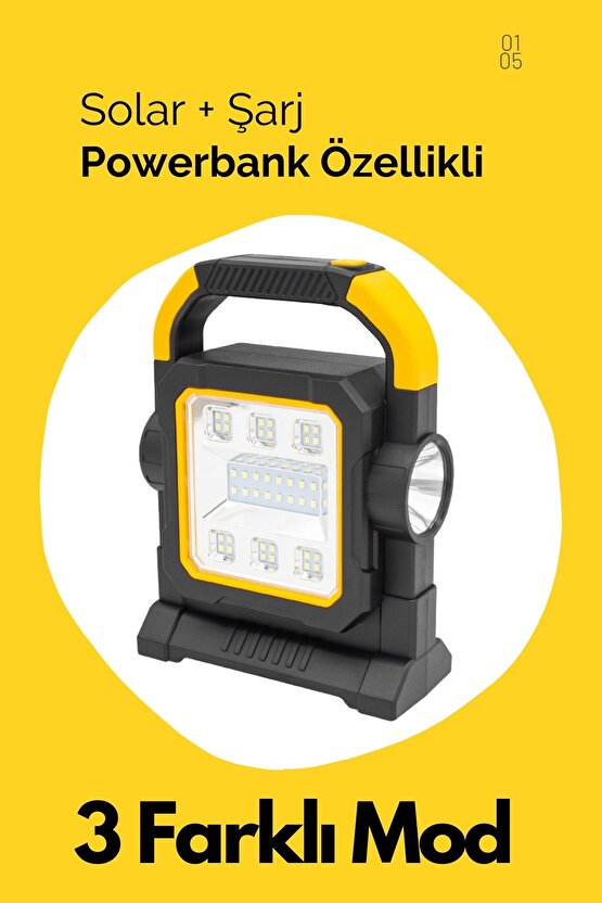 32 SMD Ledli Taşınabilir Powerbank Özellikli Solar ( Güneş Enerjili ) Lamba Fener
