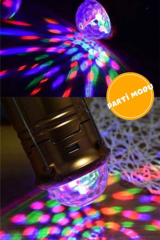 Su Geçirmez Kamp Balıkçı Ev Bahçe Yürüyüş El Feneri Disko Modlu Gece Lambası  1000mAh Pil 450 LM