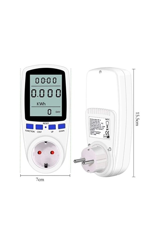 Dijital Wattmetre Enerji Sarfiyat Ölçer Tüketim Ölçer 220v Priz Gesi