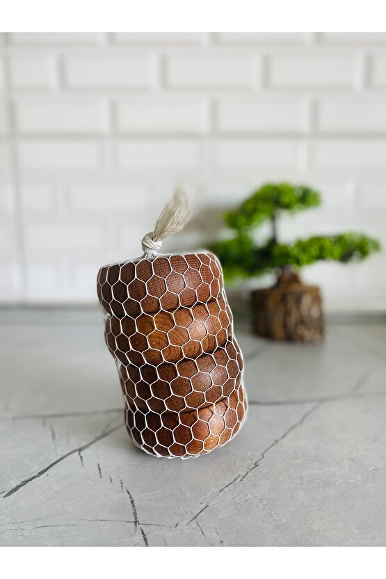 4 LÜ PAKET Kayın Ahşap Yuvarlak 4 Adet Kase Çerezlik 9 Cm Çap Koyu Renk