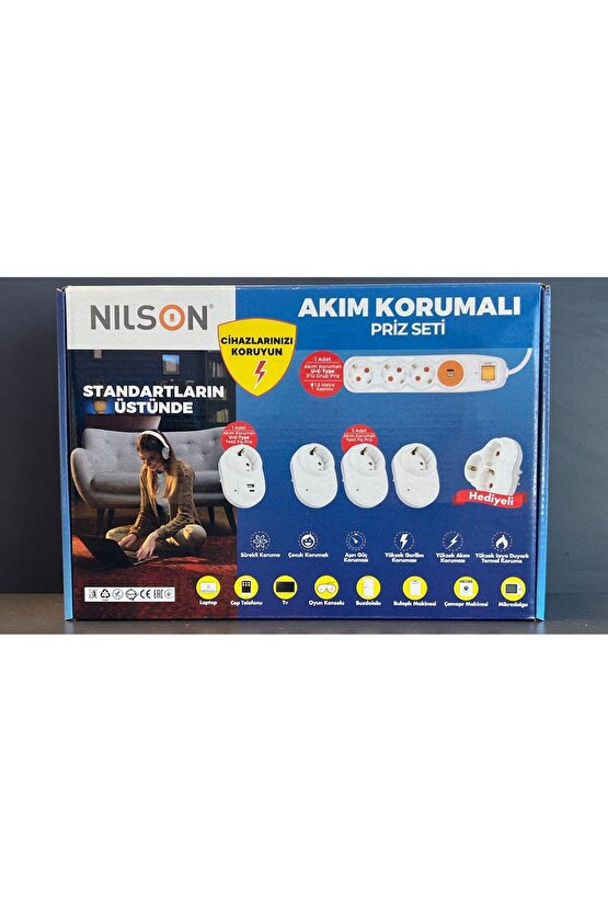 Akım Korumalı Priz Seti 6 Parça