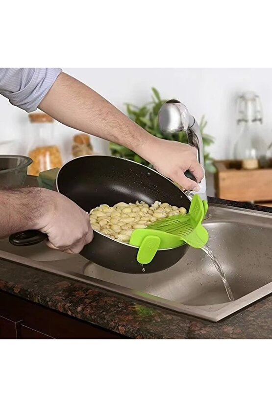 Özel Esnek Renkli Silikon Makarna Noodle Süzme Aparatı Tencere Tava Süzgeci AXE2-F9