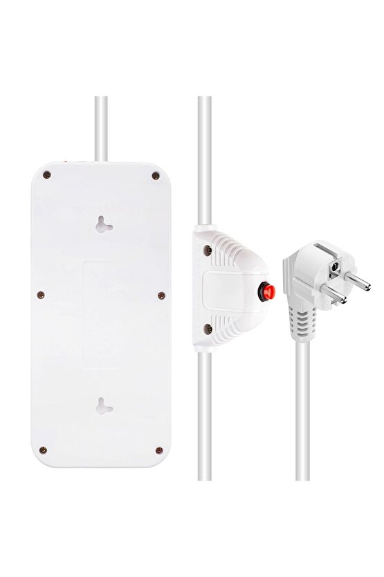 6 Topraklı Priz 4 USB + 1 TYPE-C Girişli Akım Korumalı 1.5 Metre Çocuk Koruma Gurup Priz