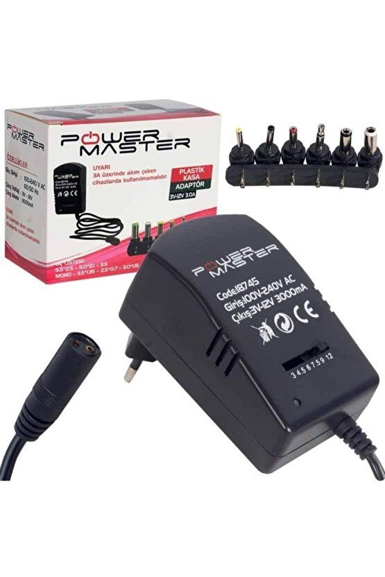 thestorex 3-12 Volt 3 Amper Çok Uçlu Ayarlı Kademeli Adaptör gextr 657515