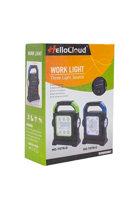 3 Çalışma Modlu Cob Ledli Solar ve Elektrik Şarjlı Taşınabilir Fener El Lambası AXE8-L3
