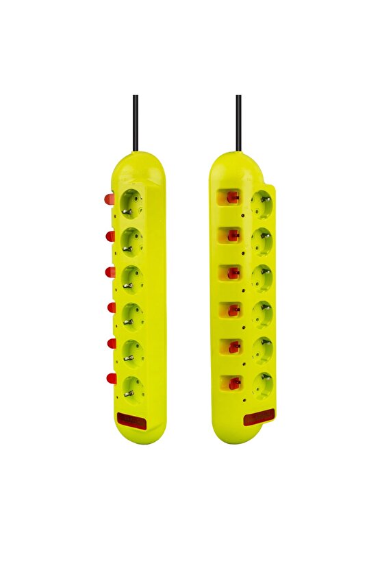 Axe Tools 1.5 Metre Kablolu 6 Topraklı Prizli Ayrı Anahtarlı Sarı Grup Priz Kpf3360417