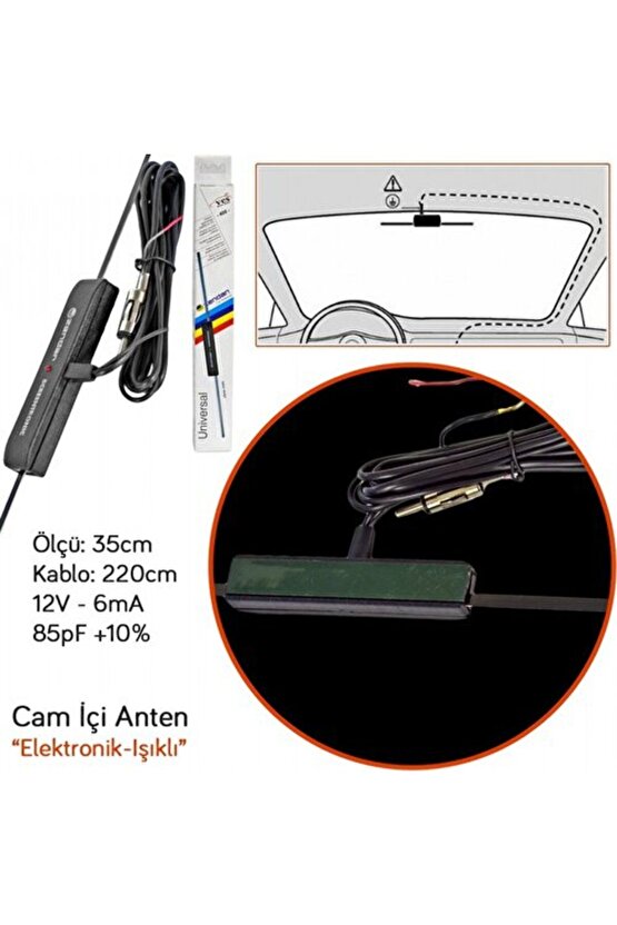 Carub Cam Içi Araç Anteni Vakumlu Işıklı Anten